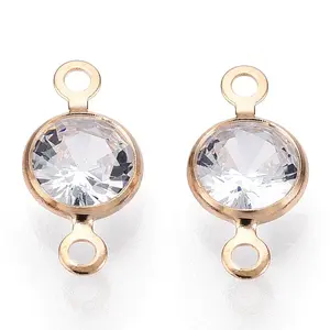 Brass Pave Clear Cubic Zirconia Connector Charms