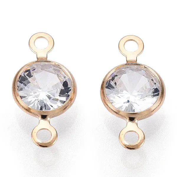 Brass Pave Clear Cubic Zirconia Connector Charms