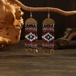 Bohemian Style Rhombus Glass Bead Handmade Dangle Earrings