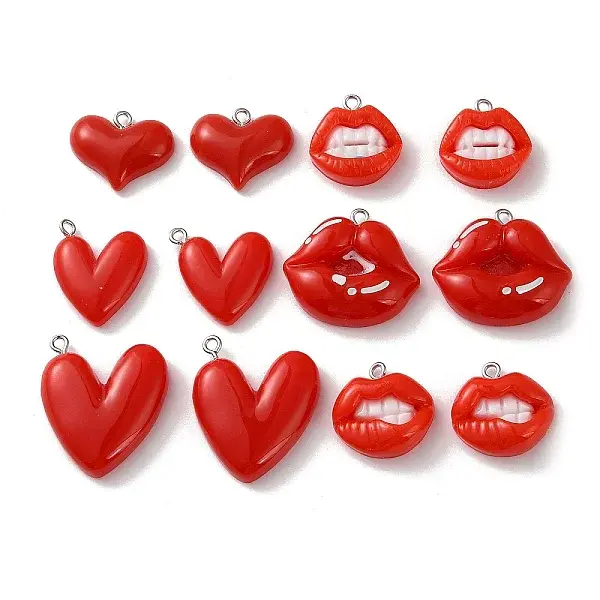 12Pcs Opaque Resin Pendants