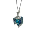 Alloy Rhinestone Dragon Holding Heart Pendant Necklaces with Enamel