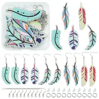 DIY Glitter Acrylic Feather Dangle Earrings Making Kits