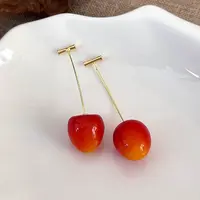 Cherry Zinc Alloy Resin Dangle Stud Earrings