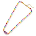 Porcelain Fish Pendant Rainbow Color Glass Beaded Necklaces for Friends and Couples
