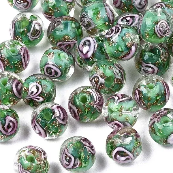 Handmade Gold Sand Lampwork Beads