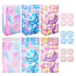 12Pcs 3 Styles Folding Mermaid Tail Print Paper Candy Gift Bags
