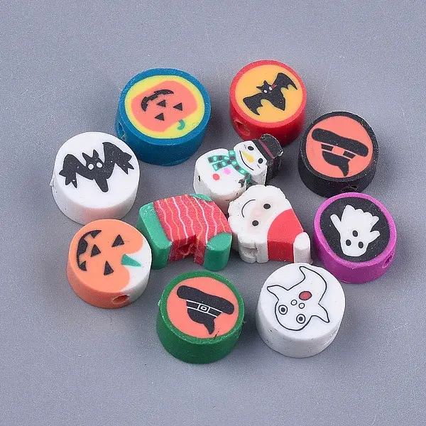 Christmas/Halloween Theme 300Pcs Handmade Polymer Clay Beads