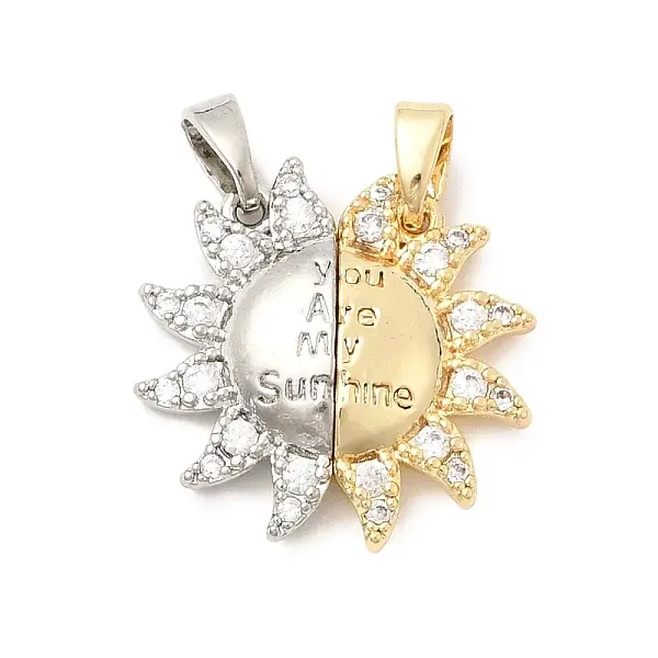 Valentine's Day Brass Micro Pave Cubic Zirconia Split Pendants