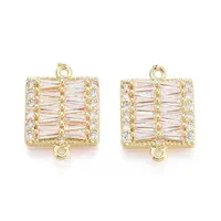 Brass Pave Clear Cubic Zirconia Connector Charms