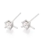 925 Sterling Silver & Clear Cubic Zirconia Stud Earring Findings
