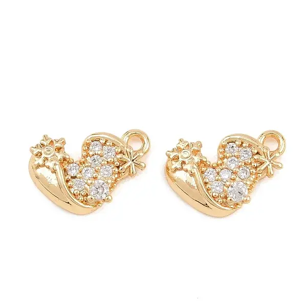 Christmas Brass Micro Pave Cubic Zirconia Pendants