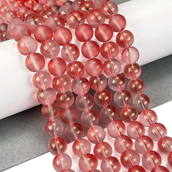 Frosted Transparent Glass Bead Strands