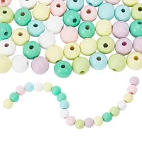 140Pcs 7 Colors Spray Painted Wood European Beads