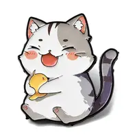 Cat with Bird Enamel Pins