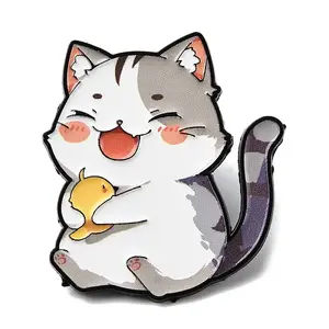 Cat with Bird Enamel Pins