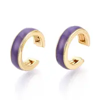 C-Shaped Brass Enamel Cuff Earrings