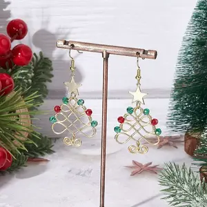Brass Glass Dangle Earrings