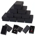 Litchi Textured Paper Jewelry Ring Earrings Storage Boxes