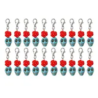 Skull Synthetic Turquoise & Resin Rose Pendant Decorations