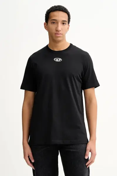 Bavlněné tričko Diesel T-ADJUST-OD pánské, černá barva, s aplikací, A17880.0CLBR