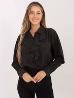 Dámska košeľa s volánmi, tmavohnedá