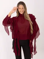 Bordová šifonová halenka s volány