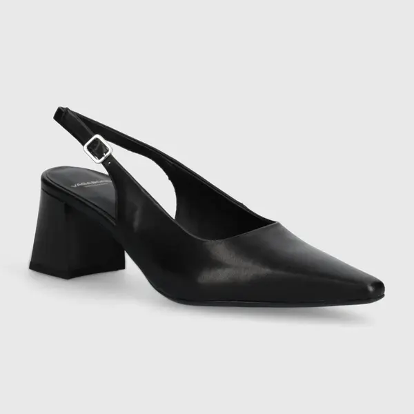 Kožené lodičky Vagabond Shoemakers ALTEA černá barva, na podpatku, s odkrytou patou, 5740-401-20