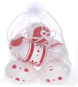 Vajíčko W033824 dekorační plastové malované 6 cm, 6ks v organza sáčku