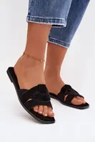 Dámske šľapky s remienkami z eko semišu