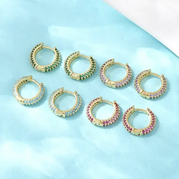 Brass Cubic Zirconia Hoop Earrings