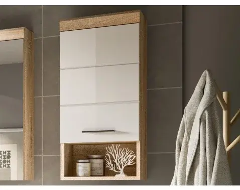 Nástenná kúpeľňová skrinka Lambada, dub sonoma/biela lesk%