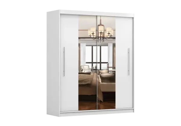 Šatní skříň Rico I Barva korpusu: Bílá, Dveře: Bílé