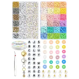 DIY Flat Round Handmade Polymer Clay Beads Bracelets Making Kits