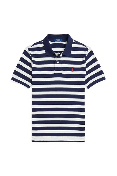 Dětská bavlněná polokošile Polo Ralph Lauren tmavomodrá barva, 323958166001