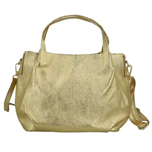 Dámská kožená kabelka do ruky zlatá - Delami Vera Pelle Marillyn