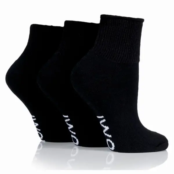 IOMI 3 páry ANKLE Diabetik ponožky zvýšený zdravotný lem Čierne - Veľkosť ponožky 46-50