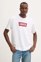 Bavlněné tričko Levi's bílá barva, s potiskem, 000RY