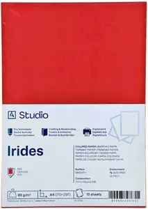 Barevný papír A4 80g Irides – červený 10 listů