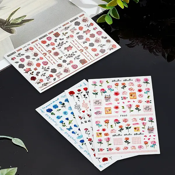4 Sheets 4 Styles Nail Art Stickers Decals