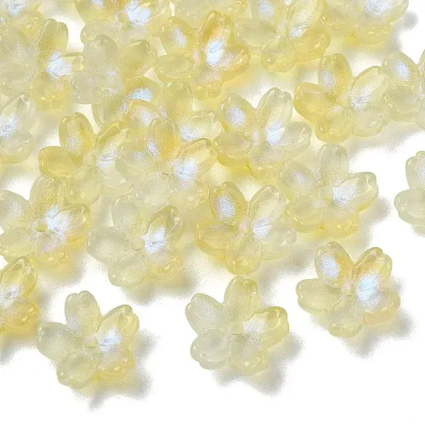 30Pcs Electroplate Transparent Glass Beads