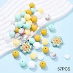 57Pcs 7 Styles Food Grade Silicone Focal Beads