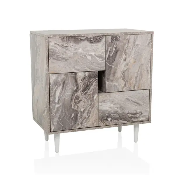 MID.YOU KOMODA, hnědá, bílá, 72/77/39,5 cm