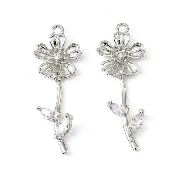 Brass Micro Pave Cubic Zirconia Pendants