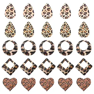 10Pcs 5 Styles Leopard Pattern Opaque Acrylic Pendants