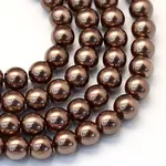 Baking Painted Pearlized Glass Pearl Round Bead Strands