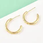 C-Shaped Brass Clear Cubic Zirconia Stud Earrings