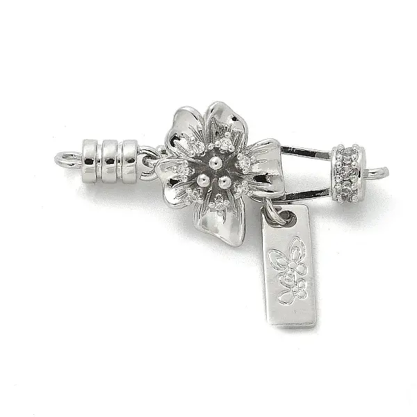 Brass Micro Pave Clear Cubic Zirconia Fold Over Clasps