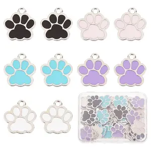 50Pcs 5 Style Alloy Enamel Pendants