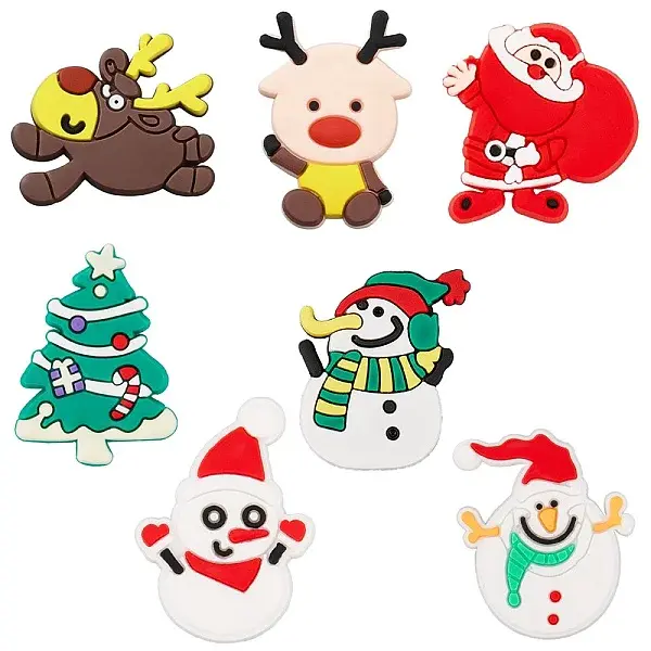 84Pcs 7 Styles Christmas Theme PVC Cabochons