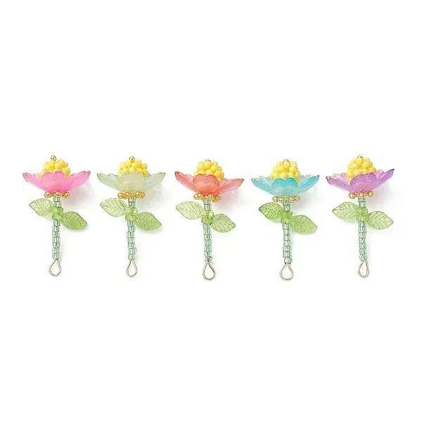 Glass Seed Beaded Flower Pendants